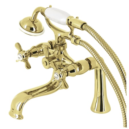 Kingston Brass KS248PB Deck Mount Clawfoot Tub Faucet with Hand Shower, Polished Brass KS248PB